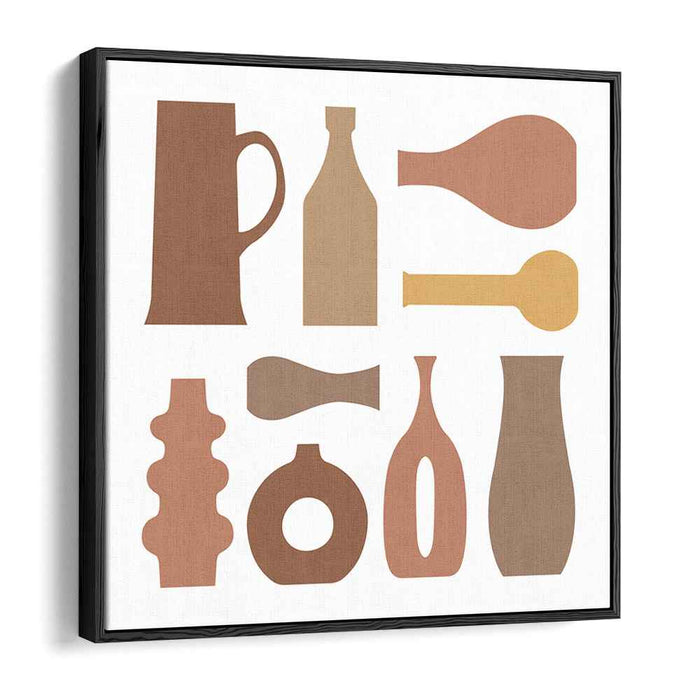 Earthen Hues: Minimalist Vessel Silhouettes in Warm Earth Tones Canvas Art