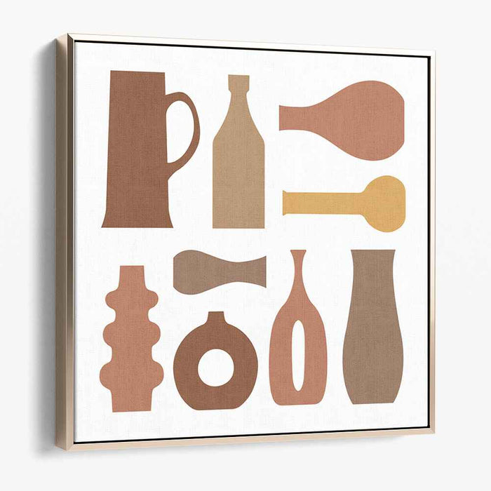 Earthen Hues: Minimalist Vessel Silhouettes in Warm Earth Tones Canvas Art