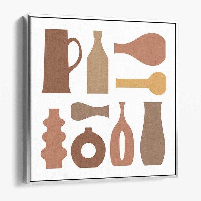Earthen Hues: Minimalist Vessel Silhouettes in Warm Earth Tones Canvas Art
