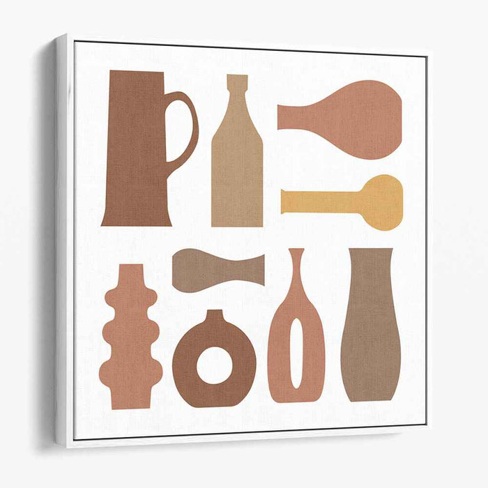Earthen Hues: Minimalist Vessel Silhouettes in Warm Earth Tones Canvas Art