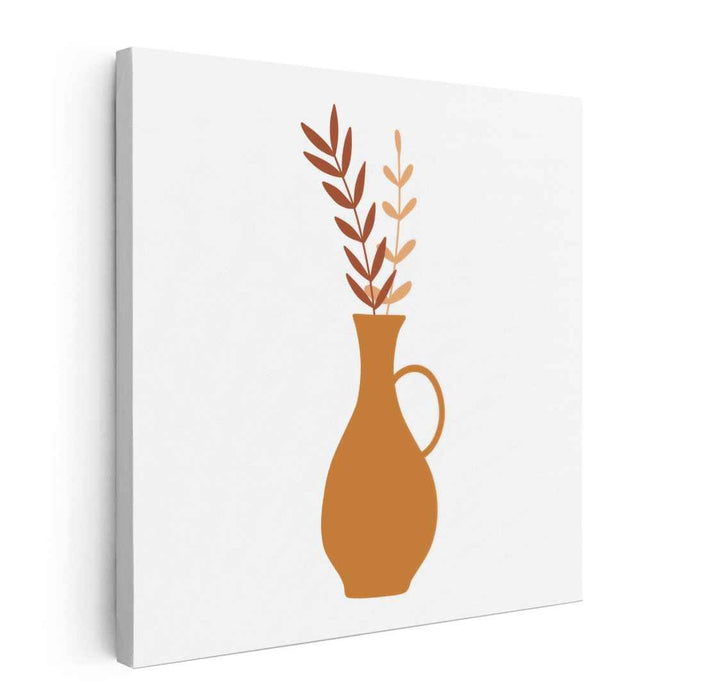 Minimalist Terracotta Vase with Foliage: Contemporary Nature-Inspired Art