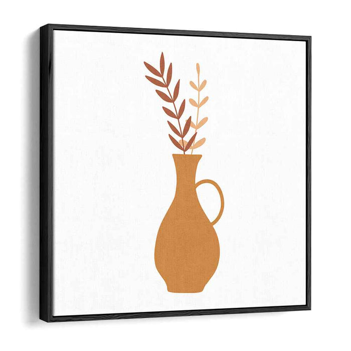 Minimalist Terracotta Vase with Foliage: Contemporary Nature-Inspired Art