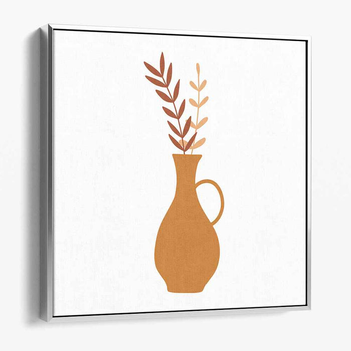 Minimalist Terracotta Vase with Foliage: Contemporary Nature-Inspired Art