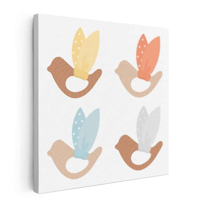 Feathered Whimsy: Playful Pastel Feathers Canvas Art Print