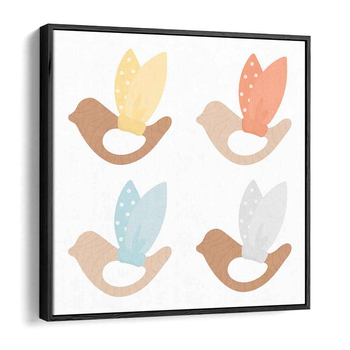 Feathered Whimsy: Playful Pastel Feathers Canvas Art Print