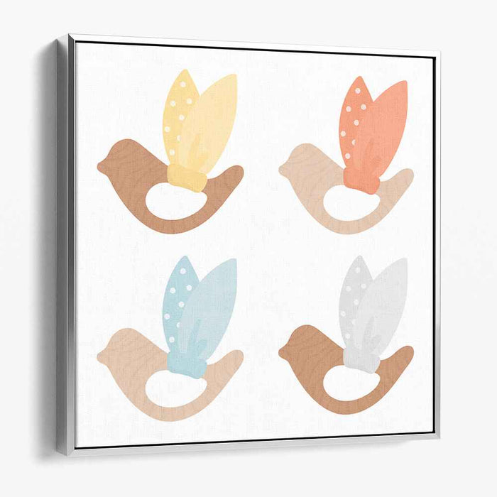 Feathered Whimsy: Playful Pastel Feathers Canvas Art Print