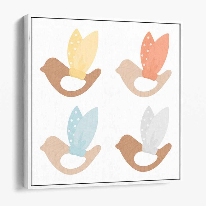 Feathered Whimsy: Playful Pastel Feathers Canvas Art Print