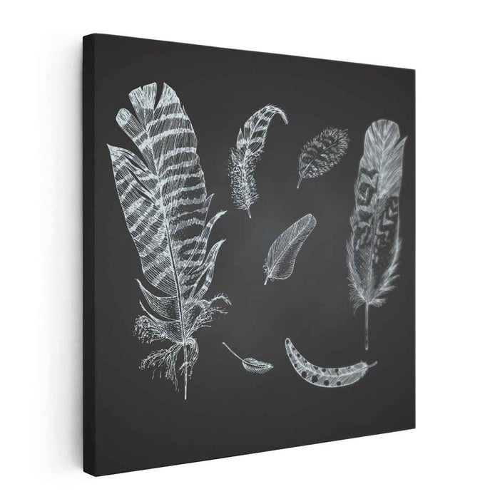 Inky Constellations Dance: Detailed Pen and Ink Illustration on Dark Canvas