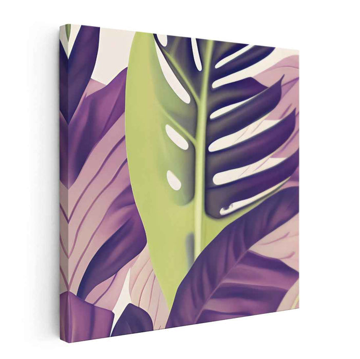 Verdant Twilight Whispers: Lush Green and Purple Foliage Art Print