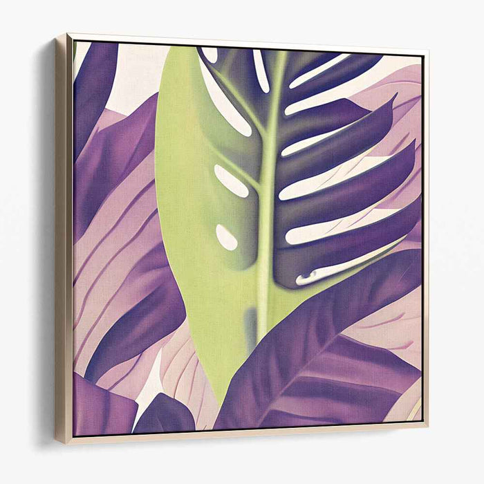 Verdant Twilight Whispers: Lush Green and Purple Foliage Art Print