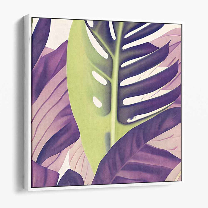 Verdant Twilight Whispers: Lush Green and Purple Foliage Art Print