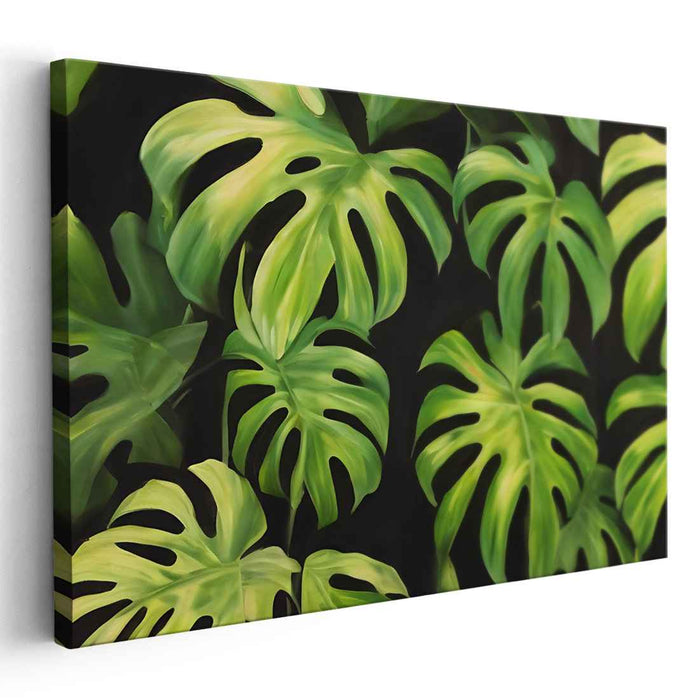 Wildlife Overture: Verdant Monstera Delight Canvas Art Print