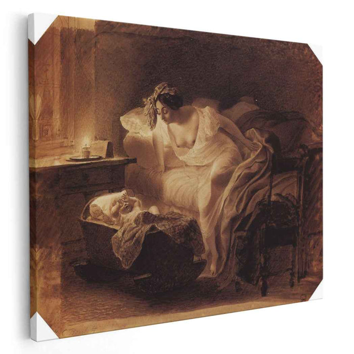 Mother Awoken by Her Crying Child (1831) by Karl Bryullov