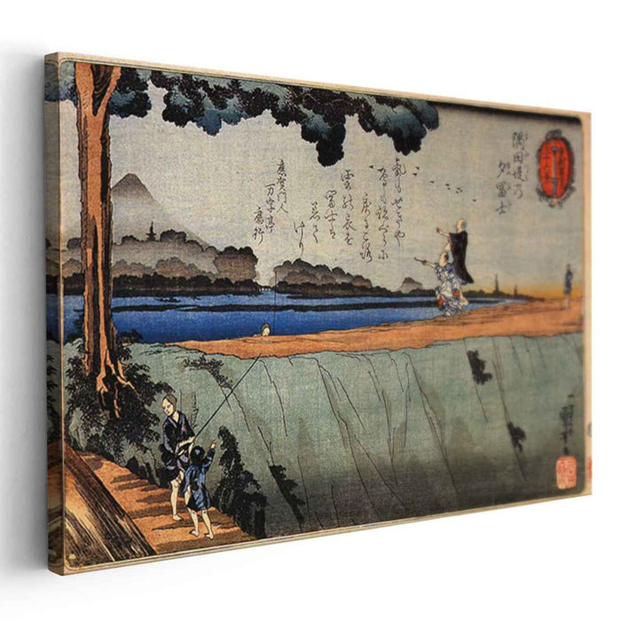 Mount Fuji from the Sumida River embankment (1842) by Utagawa Kuniyoshi