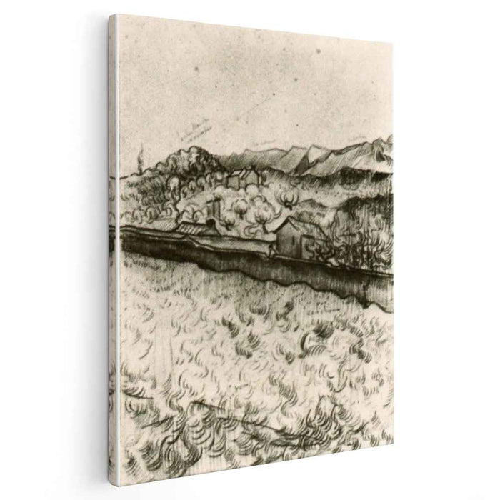 Mountain Landscape Seen across the Walls 2 (1889) by Vincent van Gogh