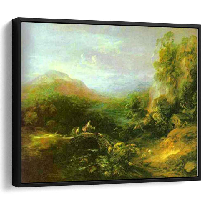 Mountain Landscape with Peasants Crossing a Bridge (1784) by Thomas Gainsborough