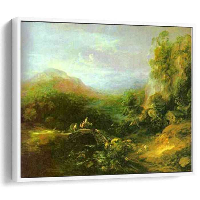 Mountain Landscape with Peasants Crossing a Bridge (1784) by Thomas Gainsborough