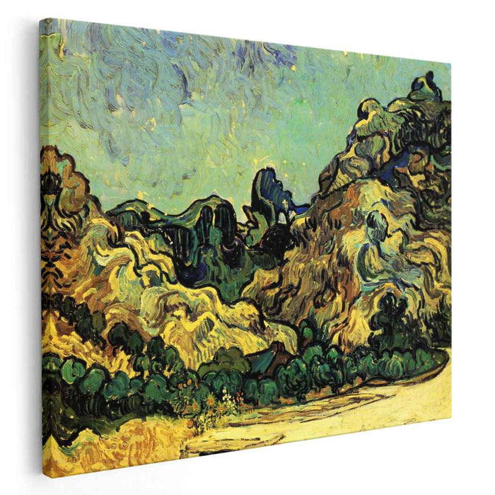 Mountains at Saint-Remy with Dark Cottage (1889) by Vincent van Gogh