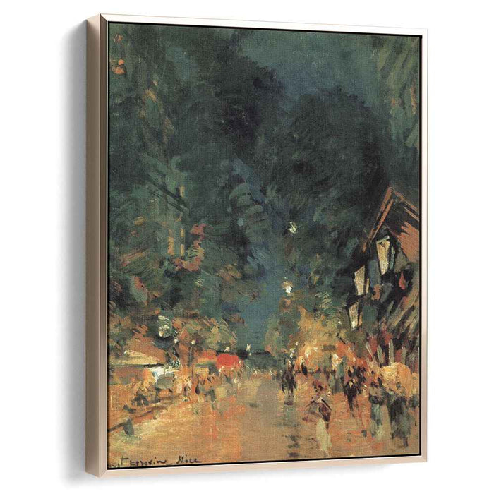 Nice.Street at night (1909) by Konstantin Korovin