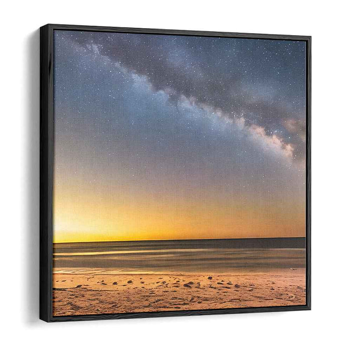Starry Night Over Tranquil Beach: A Mesmerizing Landscape Canvas Art Print