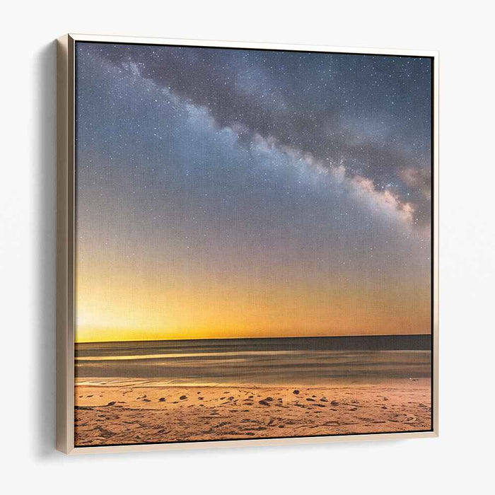 Starry Night Over Tranquil Beach: A Mesmerizing Landscape Canvas Art Print