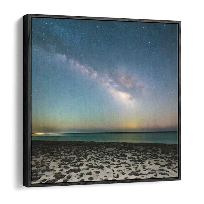 Starry Night Serenade: Realistic Milky Way Over Tranquil Beach Canvas Art