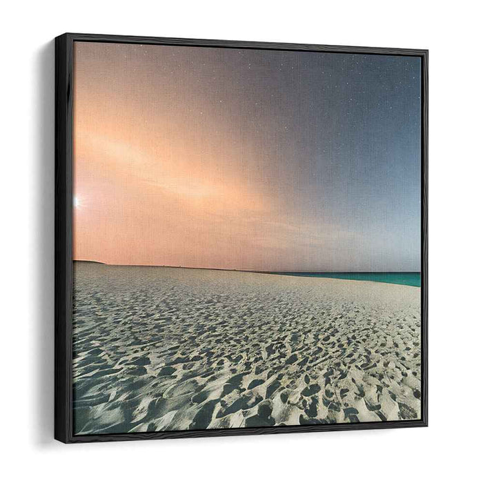 Coastal Nightfall: Tranquil Beach and Starry Sky Canvas Art