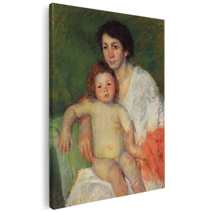 Nude Baby on Mother`s Lap Resting Her arm on the Back of the Chair (1913) by Mary Cassatt