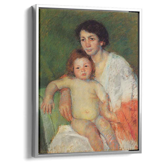 Nude Baby on Mother`s Lap Resting Her arm on the Back of the Chair (1913) by Mary Cassatt
