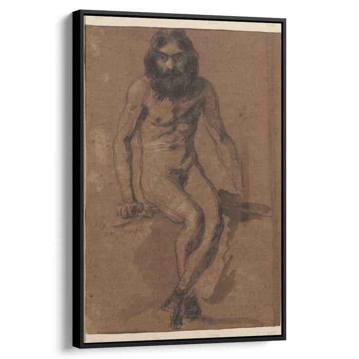 Nude bearded man, seated by Eugene Delacroix