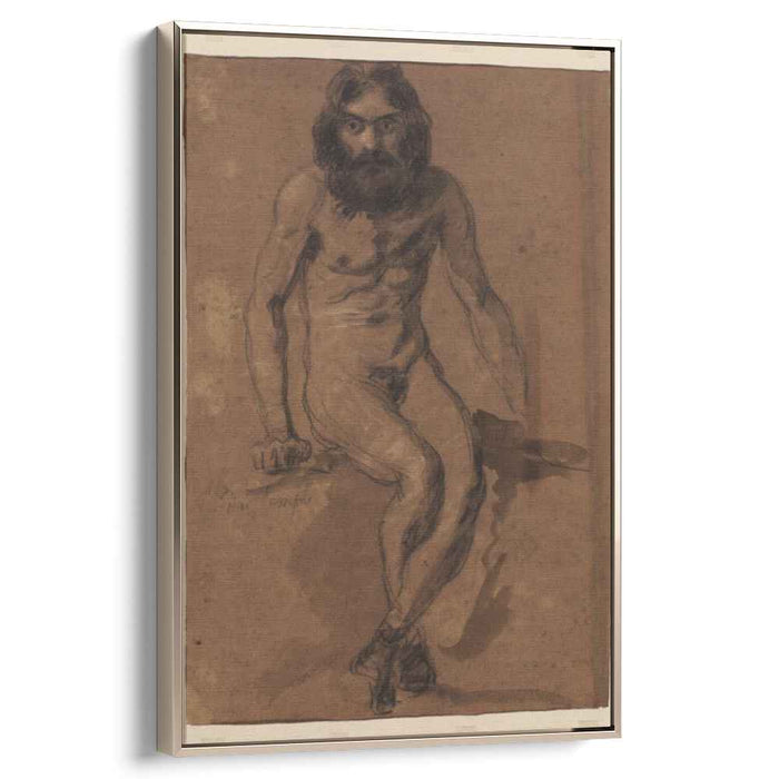Nude bearded man, seated by Eugene Delacroix