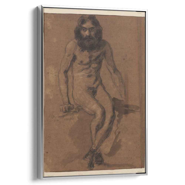 Nude bearded man, seated by Eugene Delacroix