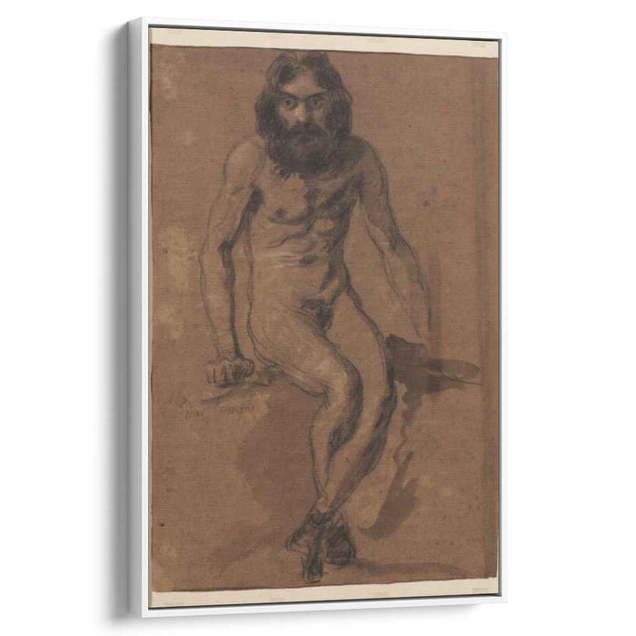 Nude bearded man, seated by Eugene Delacroix