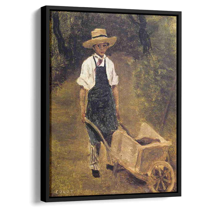 Octave Chamouillet Pushing a Wheelbarrow in a Garden (1845) by Camille Corot