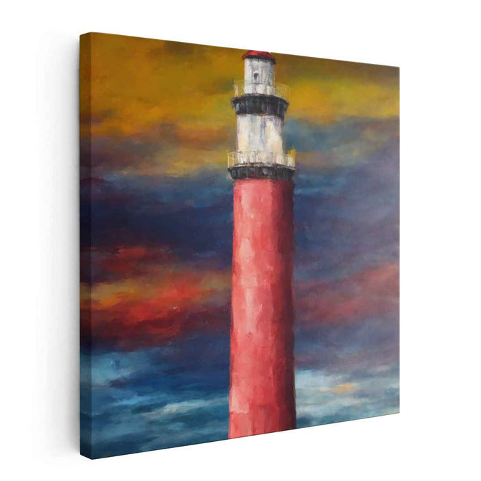 Crimson Beacon: Majestic Red Lighthouse Canvas Art