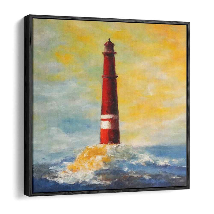 Spectral Beacon Tapestry Mirage: Vibrant Impressionist Lighthouse Canvas Art Print