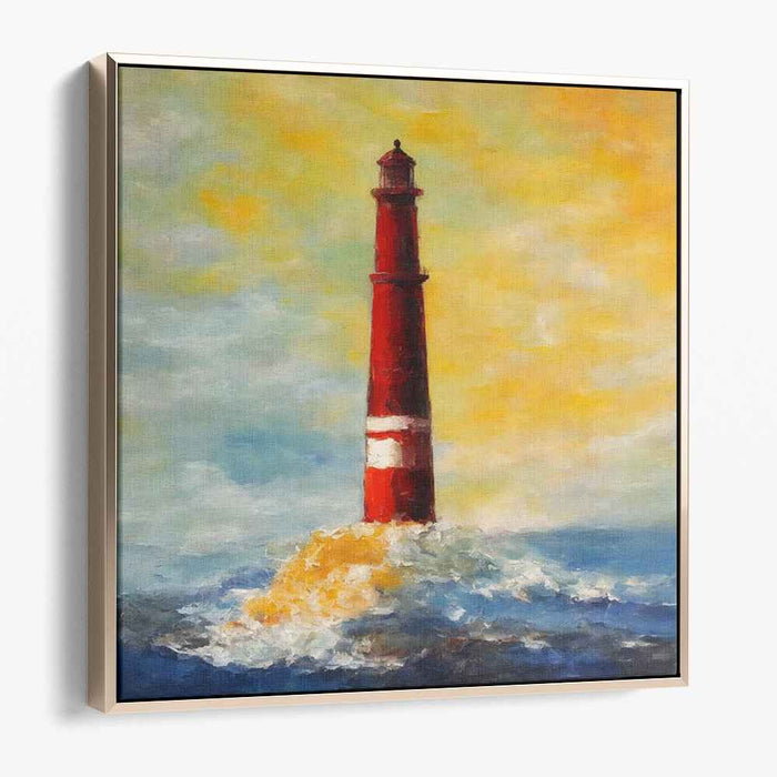 Spectral Beacon Tapestry Mirage: Vibrant Impressionist Lighthouse Canvas Art Print