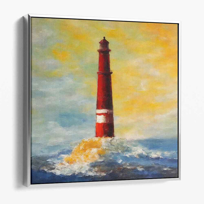Spectral Beacon Tapestry Mirage: Vibrant Impressionist Lighthouse Canvas Art Print
