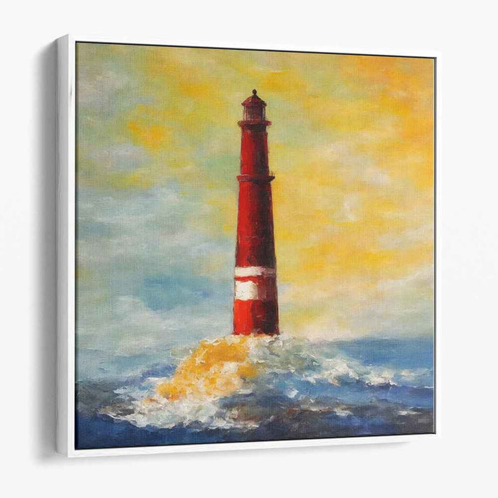 Spectral Beacon Tapestry Mirage: Vibrant Impressionist Lighthouse Canvas Art Print