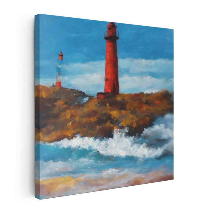 Whispering Waves: Impressionist Lighthouse Seascape Canvas Art