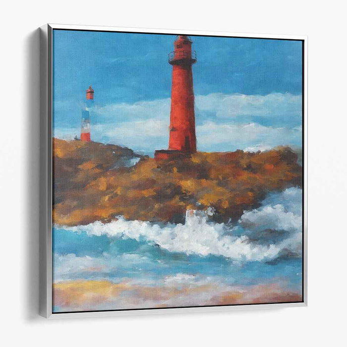 Whispering Waves: Impressionist Lighthouse Seascape Canvas Art