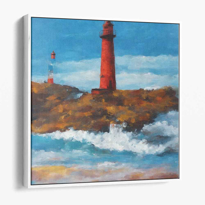 Whispering Waves: Impressionist Lighthouse Seascape Canvas Art