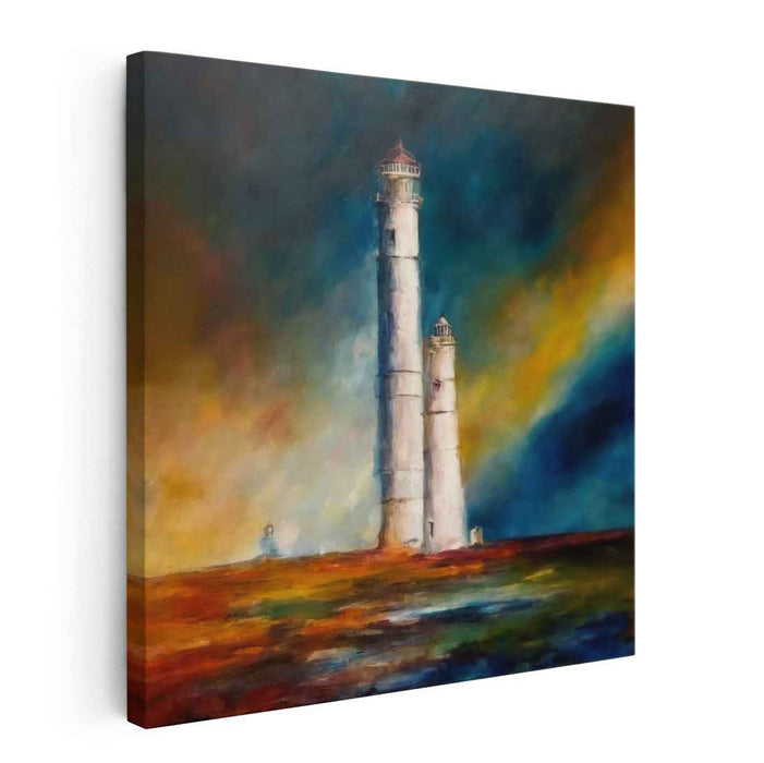 Majestic Beacons: Dramatic Lighthouse Canvas Art Print