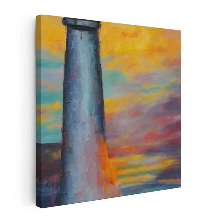 Guiding Twilight Glow: Sunset Lighthouse Canvas Art Print