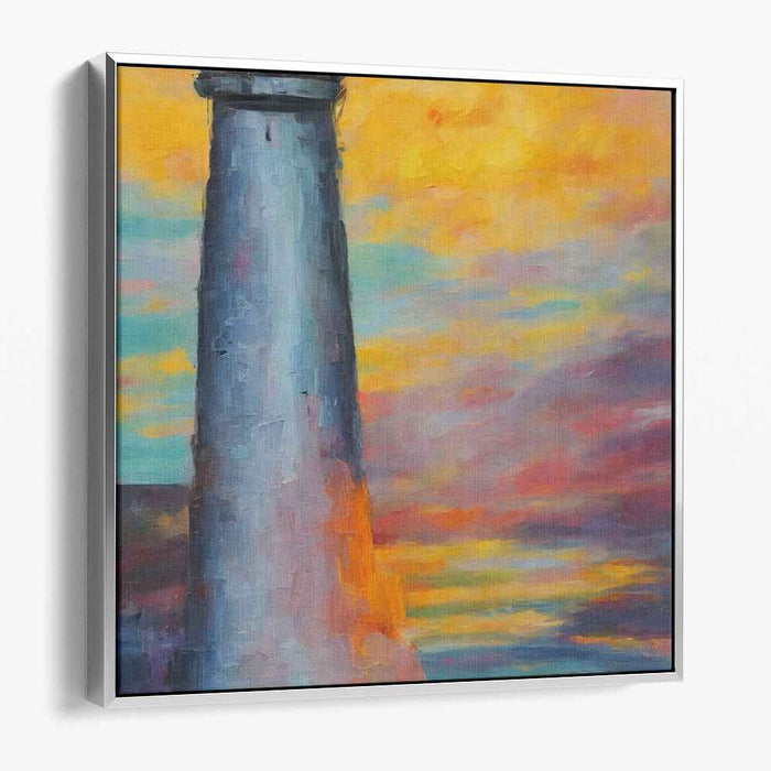 Guiding Twilight Glow: Sunset Lighthouse Canvas Art Print