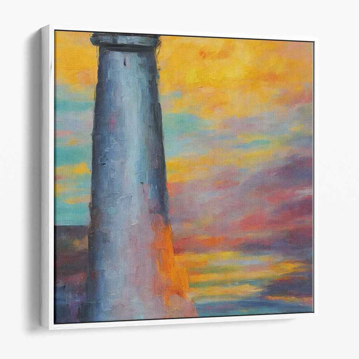 Guiding Twilight Glow: Sunset Lighthouse Canvas Art Print