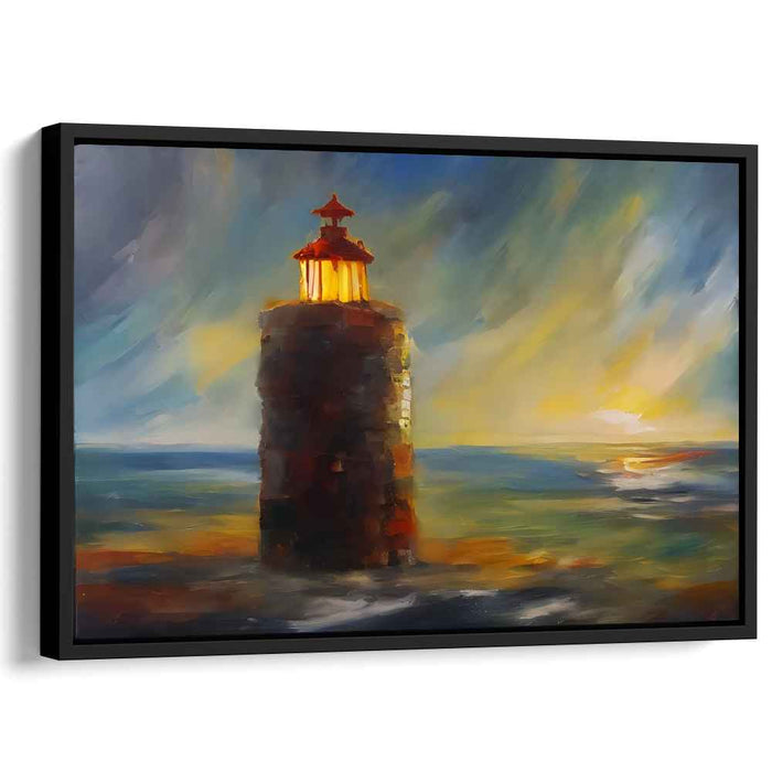 Sunset's Guiding Light: Lighthouse at Sunset Canvas Art