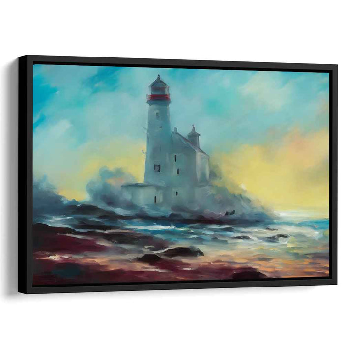 Serene Lighthouse: Ethereal Seascape Canvas Art Print