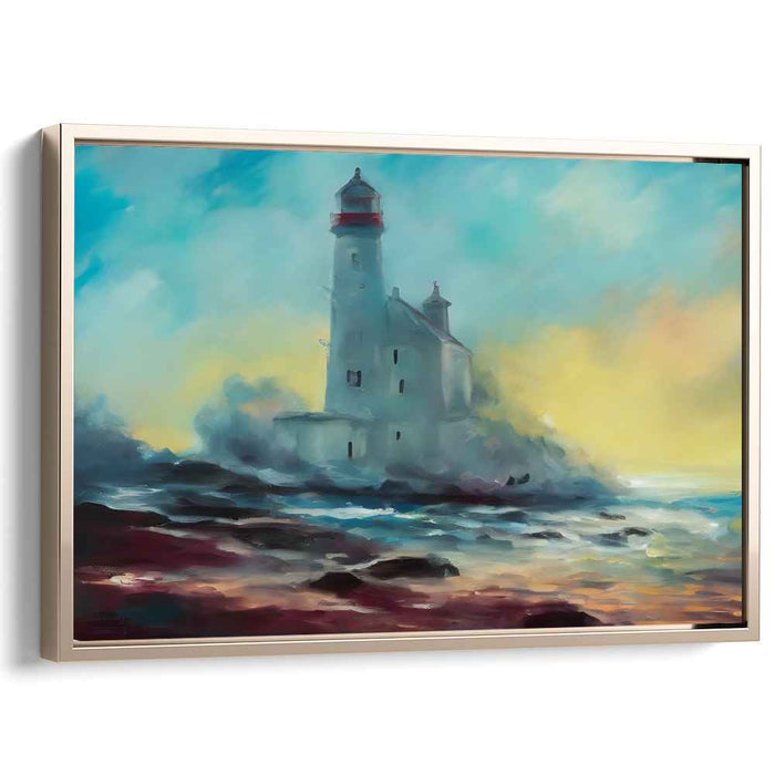 Serene Lighthouse: Ethereal Seascape Canvas Art Print