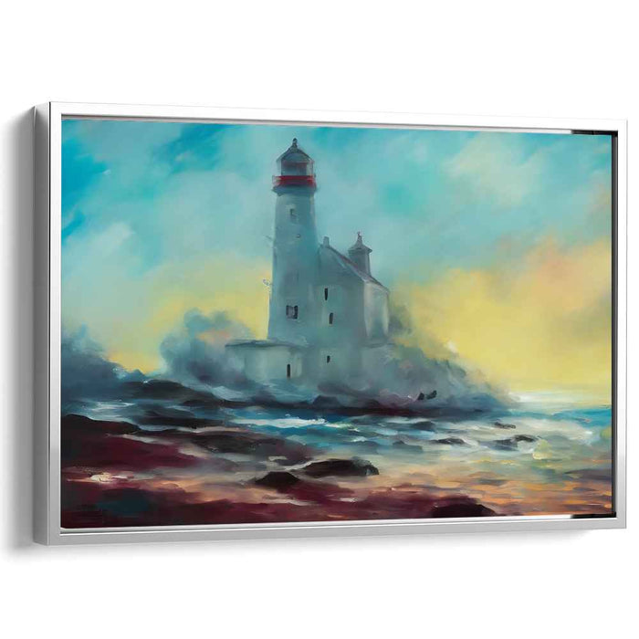 Serene Lighthouse: Ethereal Seascape Canvas Art Print